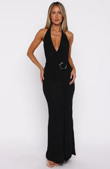 Too Hot For You Halter Maxi Dress Black