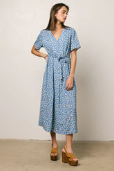 Malik Floral Midi Dress in Blue