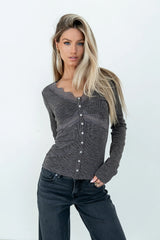 Bennet Lace Trim Top in Black