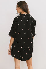 Elia Floral Blouse in Black
