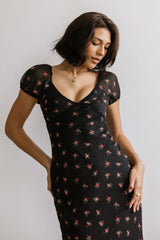 Cammie Floral Maxi Dress in Black