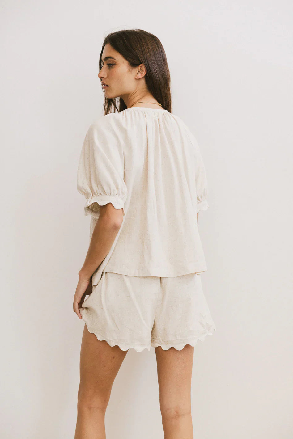 Owen Scalloped Top in Oatmeal