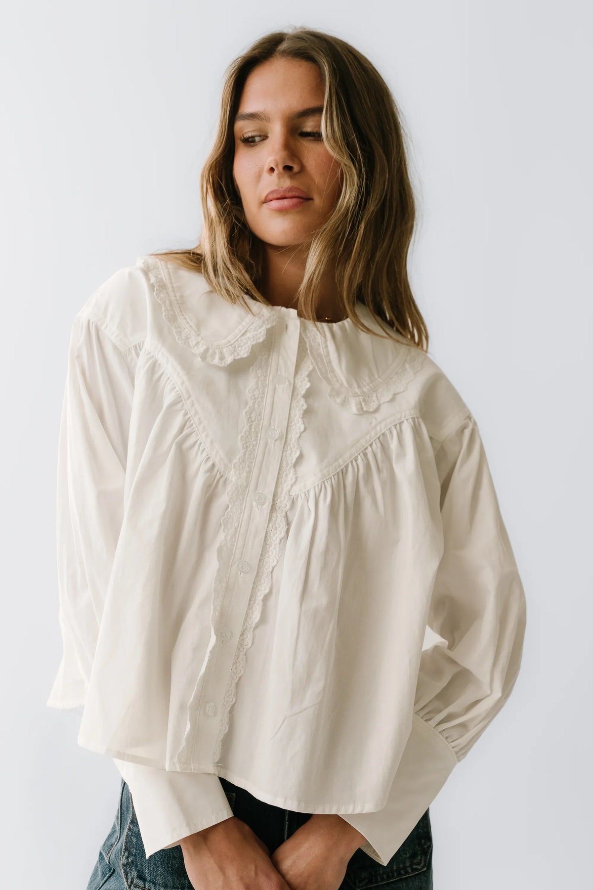 Amelia Collared Blouse in White