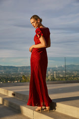 Kimmie Maxi Dress in Red-Brown