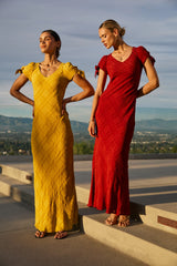 Kimmie Maxi Dress in Red-Brown
