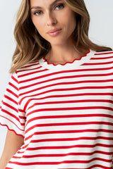 Walker Scalloped Top in Red