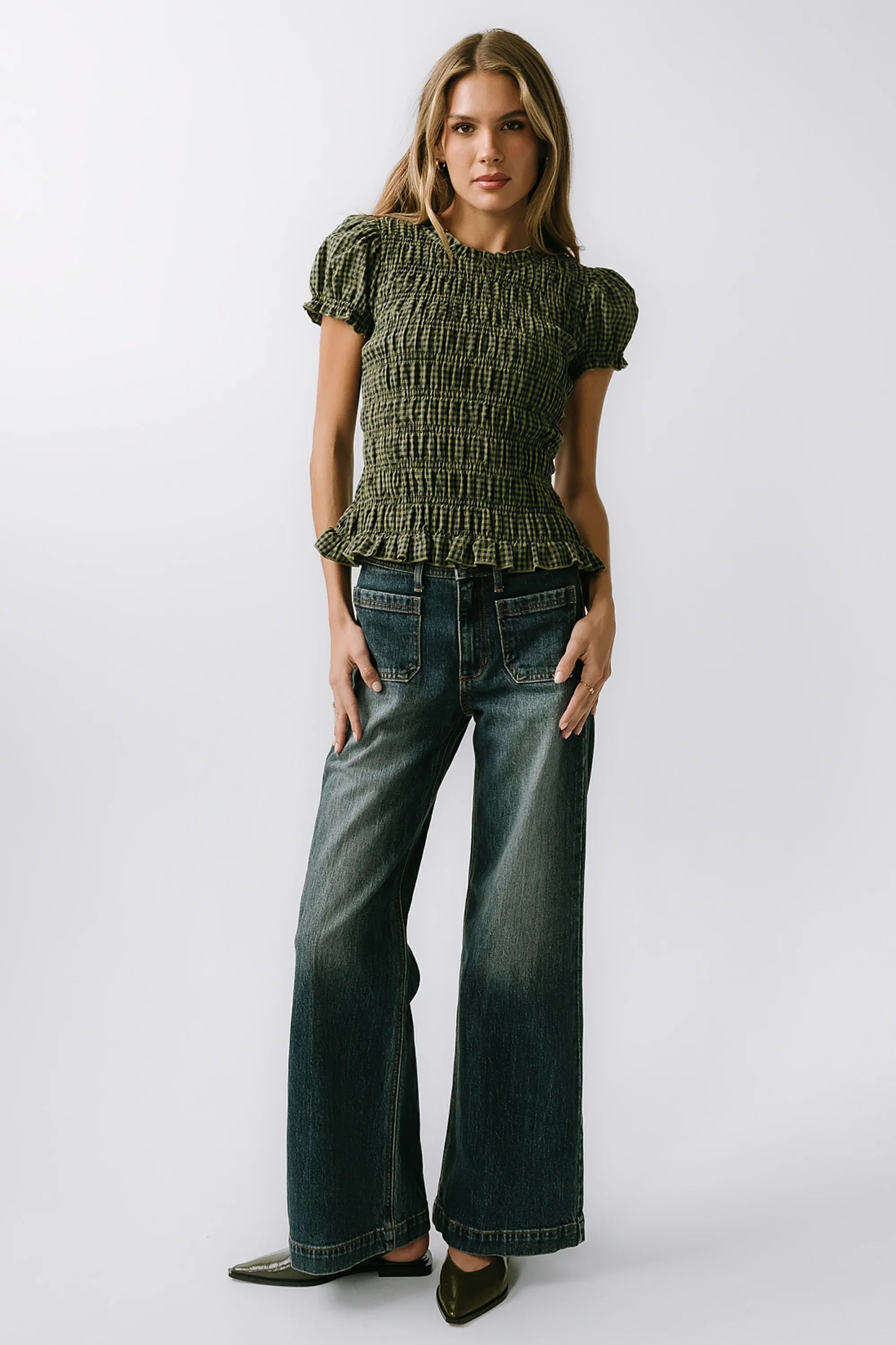 Ruth Smocked Top in Green